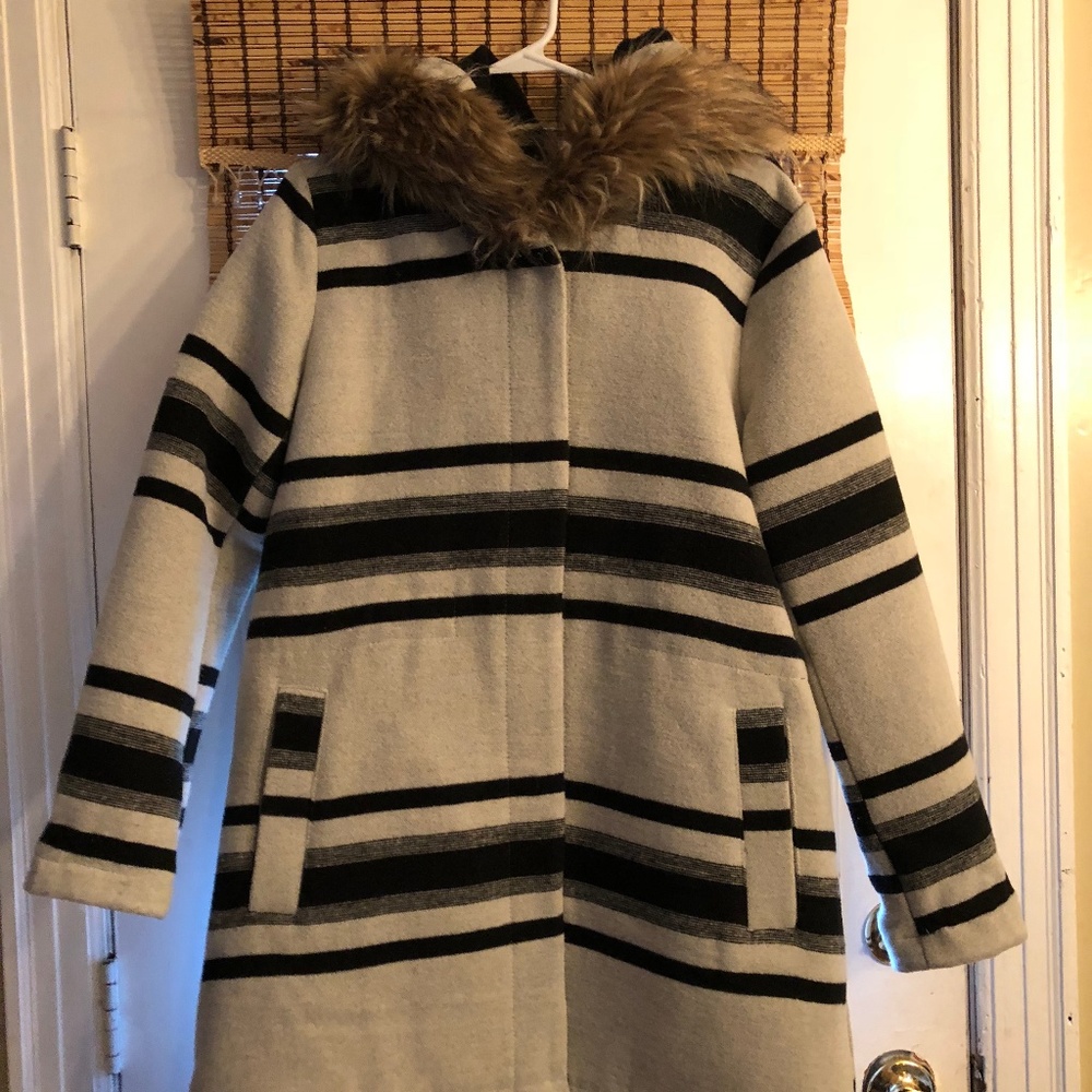 Grey Striped BB Dakota Parka Fur Hood